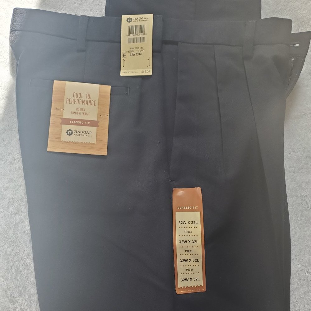 Men's Dress Pants (32x32) - Haggar Clothing Cool 18 Performance, Comfort Waist